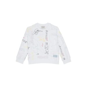 Kenzo Kids Polar Bear Print Pullover (Big Kids) (White) Girl's Clothing
