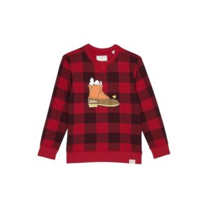 L.L.Bean L.L.Bean X Peanuts Crew Sweatshirt Printed (Big Kids) (Deep Red Buffalo) Clothing