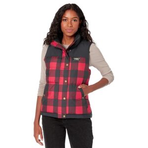 L.L.Bean Petite Mountain Classic Down Vest Print (Rich Red Buffalo Plaid) Women's Clothing