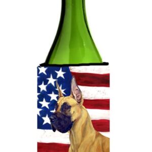 LH9025LITERK USA American Flag With Great Dane Wine bottle sleeve Hugger - 24 oz.