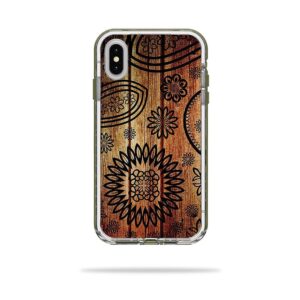 LIFNIPXSM-Wooden Floral Skin Decal Wrap for LifeProof NEXT iPhone XS Max Case Sticker - Wooden Floral