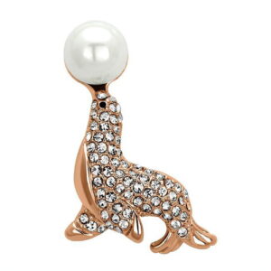 LO2872 Women Imitation Rhodium White Metal Brooches with Synthetic in White