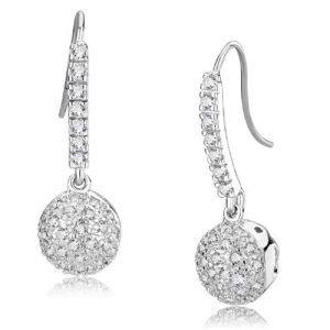 LO893 Women Rhodium Brass Earrings with AAA Grade CZ in Clear