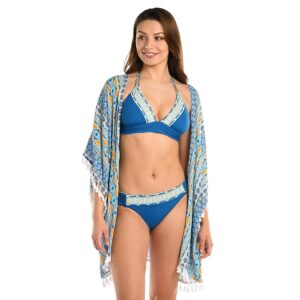 La Blanca Scarf City Open Front Kimono (Ice Blue) Women's Swimwear