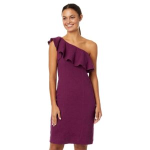 Lilly Pulitzer Bordeaux One Shoulder Dress (Amarena Cherry Knit Pucker Jacquard) Women's Dress
