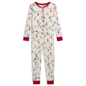 Little Blue House by Hatley Kids Holiday Lights Union Suit (Toddler/Little Kids/Big Kids) (Natural) Kid's Pajama Sets