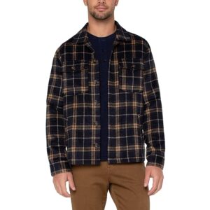 Liverpool Los Angeles Plaid Shirt Jacket (Navy/Camel Plaid) Men's Jacket