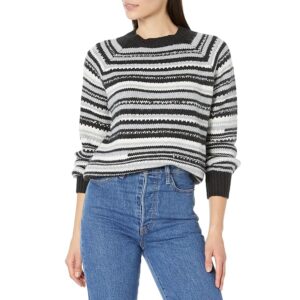 Lucky Brand Space Dye Crew Sweater (Black/Grey Combo) Women's Clothing