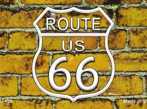 M-11459 3.5 x 2 in. Route 66 Yellow Brick Wall Novelty Metal Magnet