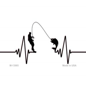 M-13985 3.5 x 2 in. Fishing Heart Beat Novelty Metal Magnet