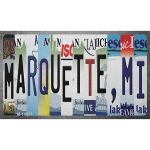 M-14035 3.5 x 2 in. Marquette MI Strip Art Novelty Metal Magnet