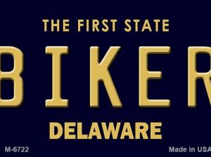 M-6722 3.5 x 2 in. Biker Delaware State License Plate Magnet