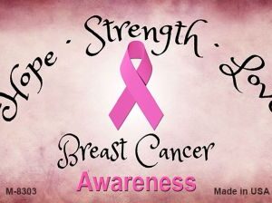 M-8303 3.5 x 2 in. Breast Cancer Ribbon Novelty Metal Magnet