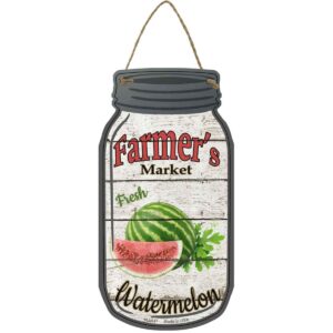 MJ-947 4 x 8 in. Watermelon Farmers Market Novelty Metal Mason Jar Sign