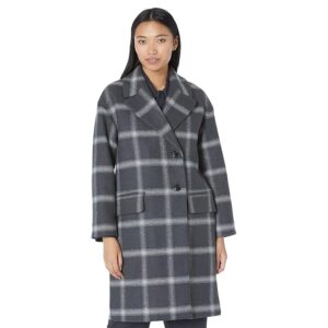 Madewell Windowpane Haydon Coat in Insuluxe Fabric (Heather Asphalt) Women's Coat