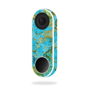 NEHEL-Teal Marble Skin for Nest Hello Video Doorbell - Teal Marble