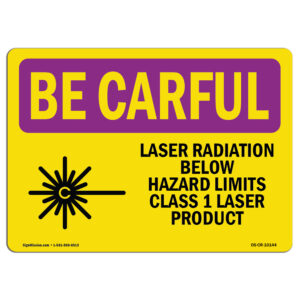 OS-CR-RD-1014-L-10144 OSHA Caution Radiation Sign - Laser Radiation Below Hazard with Symbol