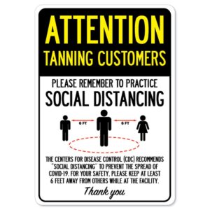 OS-NS-RD-710-25365 Covid-19 Notice Sign - Attention Tanning Customers Practice Social Distancing