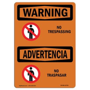 OS-WS-A-710-L-12723 7 x 10 in. OSHA Warning Sign - No Trespassing