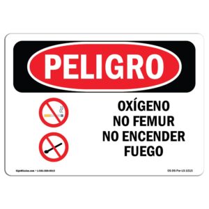OSHA Danger Sign - Oxygen No Smoking No Open Flames Spanish