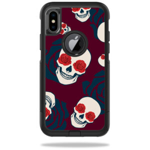 OTCIPX-Skulls N Roses Skin for Otterbox Commuter iPhone X or XS Case - Skulls N Roses