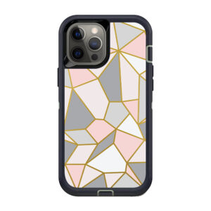 OTDIP12PRM-Rose Gold Polygon Skin for OtterBox Defender iPhone 12 Pro Max - Rose Gold Polygon