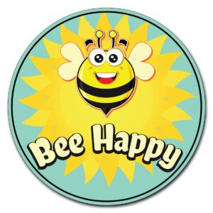 P-8-CIR-Bee Happy 8 in. Tall Circular Rigid Plastic Sign - Bee Happy