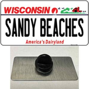 PIN-LP-10630 1.5 x 0.75 in. Sandy Beaches Wisconsin Novelty Rectangle Metal Hat Pin