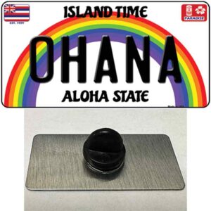 PIN-LP-12540 1.5 x 0.75 in. Ohana Hawaii Novelty Rectangle Metal Hat Pin