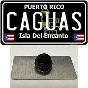 PIN-LP-14245 1.5 x 0.75 in. Caguas Puerto Rico Black Novelty Rectangle Metal Hat Pin