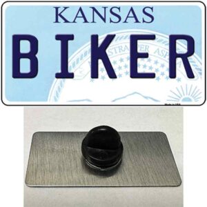 PIN-LP-6638 1.5 x 0.75 in. Biker Kansas Novelty Rectangle Metal Hat Pin