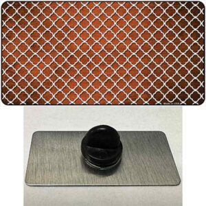 PIN-LP-7102 1.5 x 0.75 in. Orange & White Quatrefoil Oil Rubbed Novelty Rectangle Metal Hat Pin