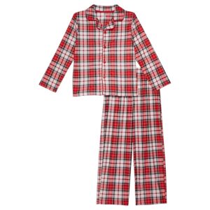 Pajamarama Plaid Classic - Cozy Jersey Pajama (Little Kids/Big Kids) (White/Red Plaid) Pajama Sets
