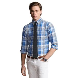 Polo Ralph Lauren Classic Fit Plaid Oxford Shirt (Blue Multi) Men's Clothing