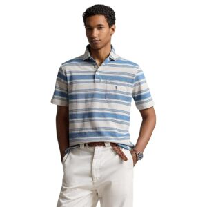 Polo Ralph Lauren Classic Fit Striped Mesh Polo Shirt (Patina Stripe) Men's Clothing
