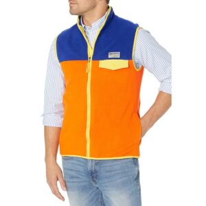 Polo Ralph Lauren Color-Blocked Brushed Fleece Vest (Orange Multi) Men's Clothing