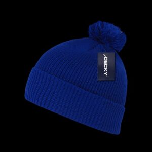 Pom Pom Acrylic Beanies- Royal