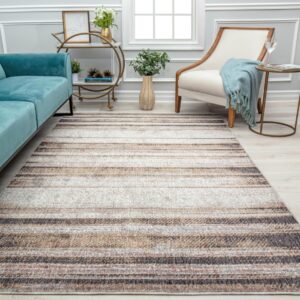 RA31555 5 ft. 3 in. x 7 ft. Cressida CA20B Gazey Gray Stripe Contemporary Gray Area Rug