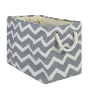 Rectangle Polyester Bin - Chevron Gray, 16 x 10 x 12 in.
