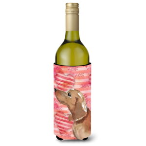 Red Tan Dachshund Love Wine Bottle Beverge Insulator Hugger