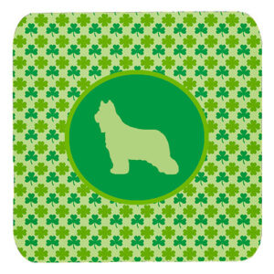 SDK1121-C-FC Briard Lucky Shamrock Foam Coasters- Set Of 4