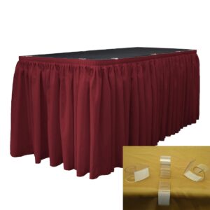 SKT-Pop-17x29-10Lclips-CranberryP28 Polyester Poplin Table Skirt with 10 L-Clips, Cranberry - 17 ft. x 29 in.