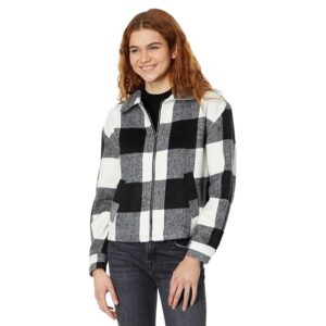 Sanctuary Cropped Boy Shirt Zip Up (Checkmate) Women's Vest