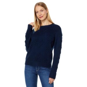 Splendid Daphne Bobble Heart Sweater (Deep Sea) Women's Clothing