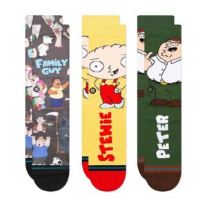 Stance Family Values Family Guy 3-Pack (Multi) Crew Cut Socks Shoes