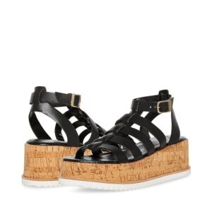 Steve Madden Kaydee Sandal (Black Leather) Women's Shoes