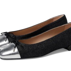 Stuart Weitzman Sleek Bow Flat (Black/Silver) Women's Flat Shoes