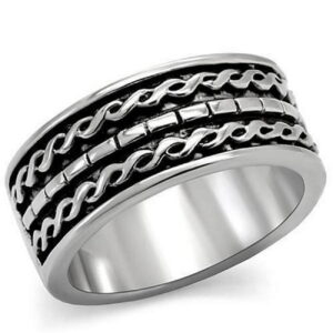 TK158-5 High Polished No Plating Stainless Steel Ring with No Stone, Size 5