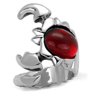 TK1969-9 Men High Polished Stainless Steel Ring with Synthetic in Siam - Size 9