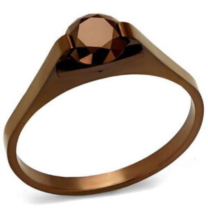 TK2592-8 Women IP Coffee Light Stainless Steel Ring with AAA Grade CZ in Light Coffee - Size 8